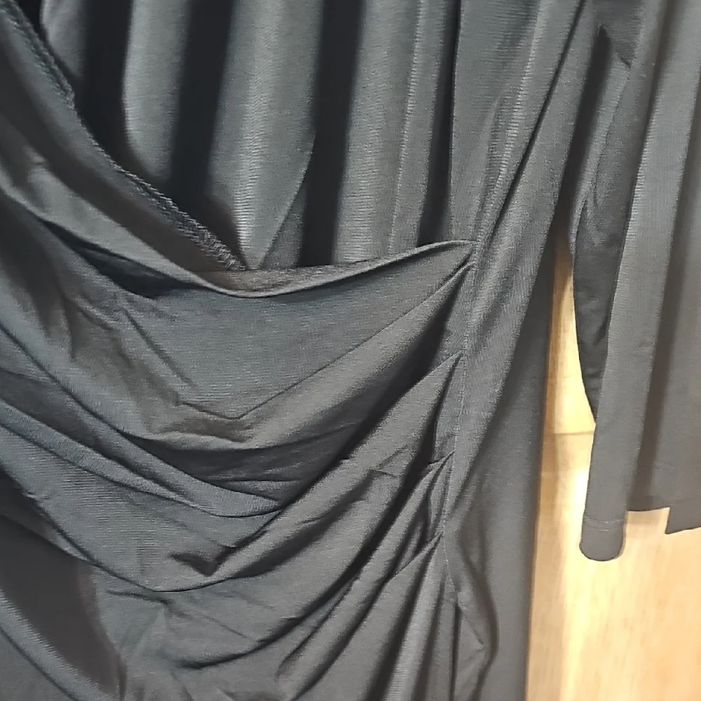 Black Draped Long Sleeve Dress - Picture 5 of 8